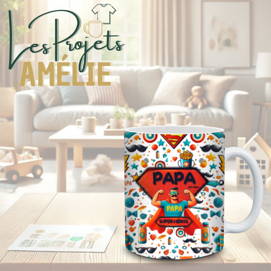 Tasse en céramique 15 oz – Papa Super Héros