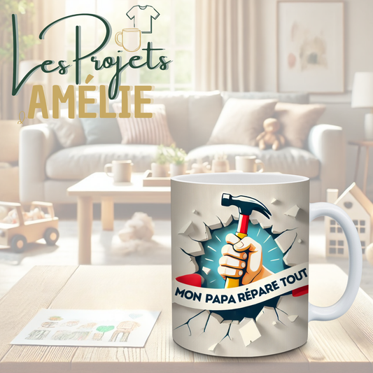 Tasse en céramique 15 oz – Papa répare tout