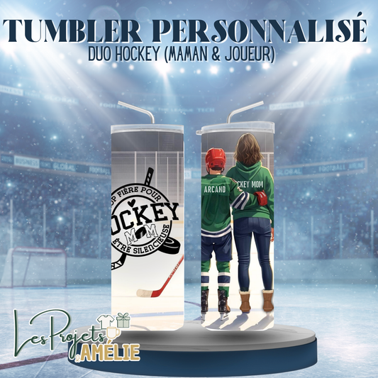 Tumbler personnalisé – Duo Hockey (Maman & Joueur)